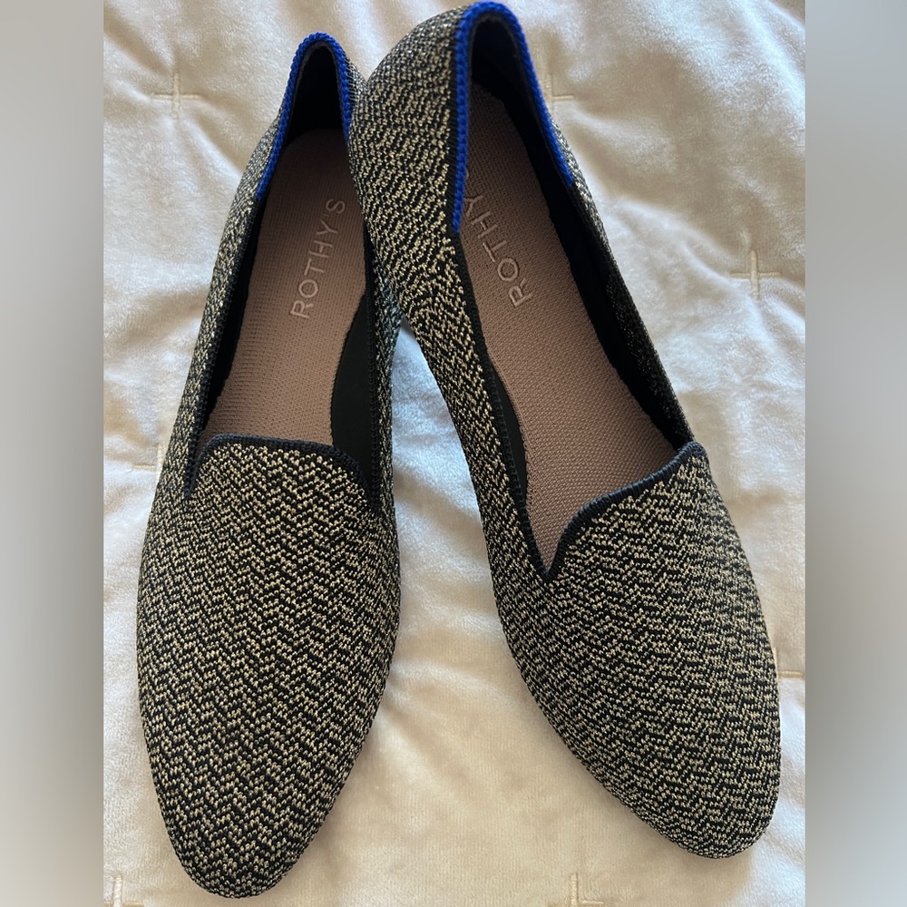 Rothy's The Almond Loafer in Black & Gold NWOT